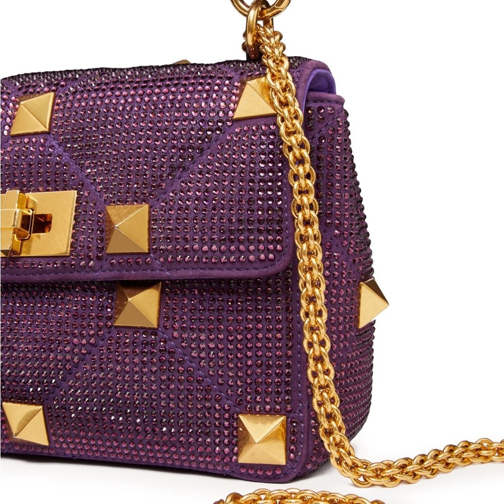 Rare Stunning Valentino Rockstud Shoulder Bag Purple Shoulder Bags, like New - Picture 12 of 13